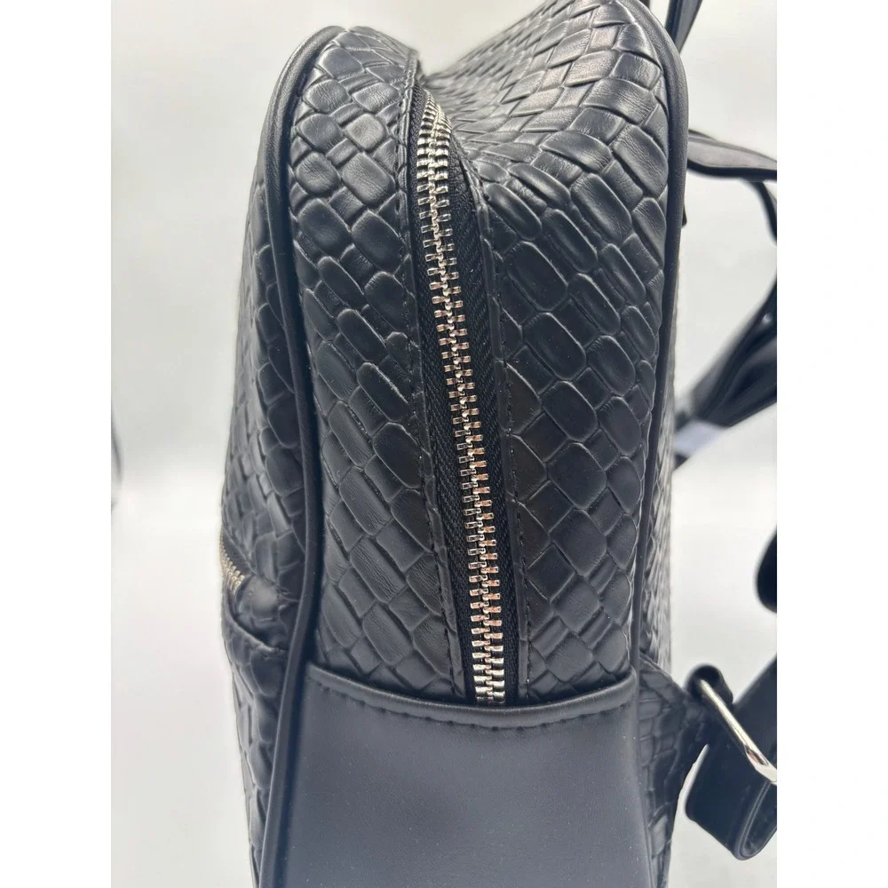 London Fog Bowery Medium Woven Backpack Black LFH24755-BLAK New